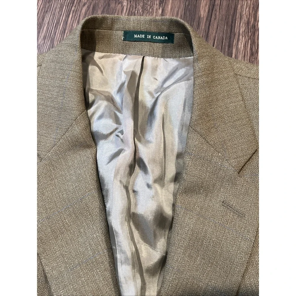 Lauren Polo Ralph Lauren Brown Herringbone Sport Coat - 100% Wool Size 48L